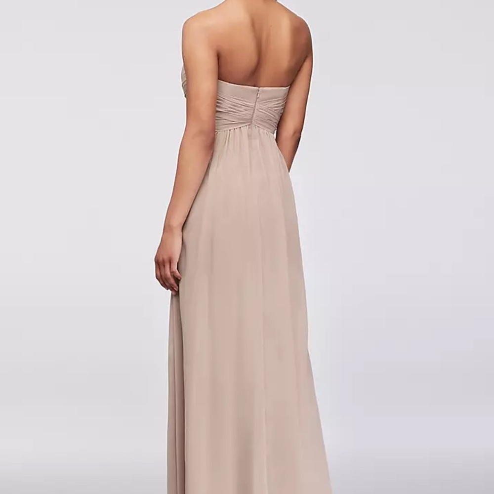 DAVID'S BRIDAL STRAPLESS BURGANDY /WINE Bridemaids CHIFFON FORMAL D SIZE 4 NWT - Picture 3 of 5